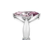 Solitaire Engagement Ring Setting for Fancy Pink Marquise Center with Carved Leaf Shoulders and Prong Head in Sterling Silver