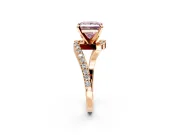 Solitaire Engagement Ring Setting for Fancy Pink Princess Cut Center with Pave Bypass Swirl Band and Prong Head in Rose Gold