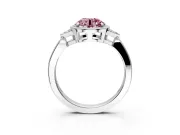 Cluster Engagement Ring Setting for Fancy Pink Round Cut Center with Milgrain Shoulder Clusters and Prong Head in Platinum