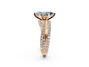 Solitaire Engagement Ring Setting for Fancy Blue Marquise Center with Woven 3-Strand Pave Band and Prong Head in Rose Gold