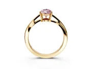 Solitaire Engagement Ring Setting for Fancy Pink Pear-Shaped Center with Plain Bypass Twist Band and Prong Head in Yellow Gold