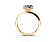 Solitaire Engagement Ring Setting for Fancy Blue Heart-Shaped Center with Thin Rounded Plain Band and Prong Head in Yellow Gold