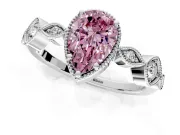 Vintage Station Engagement Ring Setting for Fancy Pink Pear-Shaped Center with Accents and Prong Head in Platinum