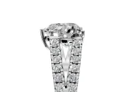 Solitaire Engagement Ring Setting for Heart-Shaped Center with Pave Split Shank and Prong Head in Platinum