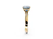 Side Accent Engagement Ring Setting for Fancy Blue Princess Cut Center with Accent Shoulders and Prong Head in Yellow Gold