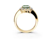 Halo Engagement Ring Setting for Fancy Green Princess Cut Center with Milgrain Channel Band and Prong Head in Yellow Gold
