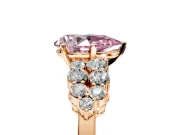 Cluster Engagement Ring Setting for Fancy Pink Pear-Shaped Center with 2-Row Shoulder Clusters and Prong Head in Rose Gold
