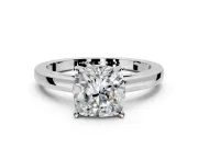Solitaire Engagement Ring Setting for Cushion Cut Center with Basket Rail and Prong Head in Platinum