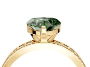 Milgrain Pave Engagement Ring Setting for Fancy Green Heart-Shaped Center with Accent Band and Prong Head in Yellow Gold