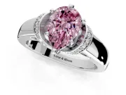 Solitaire Engagement Ring Setting for Fancy Pink Pear-Shaped Center with Wide Band, Pave Collar and Prong Head in Platinum
