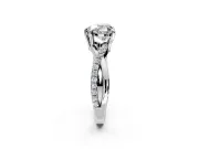 Solitaire Engagement Ring Setting for Heart-Shaped Center with Half-Pave Crossover Band and Prong Head in White Gold