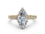 Solitaire Engagement Ring Setting for Marquise Center with Crossover Accents and Prong Head in Yellow Gold