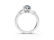 3 Stone Engagement Ring Setting for Fancy Blue Marquise Center with Channel Baguette Accents and Prong Head in Platinum