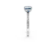Solitaire Engagement Ring Setting for Fancy Blue Princess Cut Center with Fine Pave Band and Prong Head in Platinum