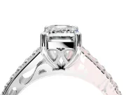 Solitaire Engagement Ring Setting for Emerald Cut Center with Pave Cathedral Band and Prong Head in Sterling Silver