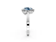 Starburst Halo Engagement Ring Setting for Fancy Blue Heart-Shaped Center with Flat Cathedral Band and Prong Head in White Gold