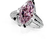 Solitaire Engagement Ring Setting for Fancy Pink Marquise Center with Accented Split Shank and Prong Head in Platinum