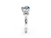 Floral Engagement Ring Setting for Fancy Blue Heart-Shaped Center with Marquise Cluster Shoulders and Prong Head in White Gold
