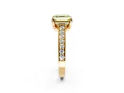Solitaire Engagement Ring Setting for Fancy Yellow Asscher Cut Center with Milgrain-Framed Pave Band and Prong Head in Yellow Gold