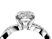 Solitaire Engagement Ring Setting for Cushion Cut Center with Half-Pave Crossover Band and Prong Head in Sterling Silver