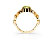 Milgrain Bezel Engagement Ring Setting for Fancy Yellow Cushion Cut Center with Marquise Stations and Bezel Head in Yellow Gold