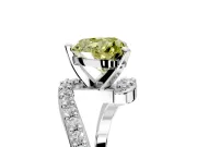 Solitaire Engagement Ring Setting for Fancy Yellow Heart-Shaped Center with Pave Bypass Swirl Band and Prong Head in Sterling Silver