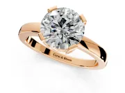 Solitaire Engagement Ring Setting for Round Cut Center with Plain Band and Flat Tab Prong Head in Rose Gold
