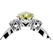 3 Stone Engagement Ring Setting for Fancy Yellow Pear-Shaped Center with Pave Twist Band and Prong Head in Platinum