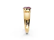 Tension Engagement Ring Setting for Fancy Pink Round Cut Center with Wide Flat Band and Tension Head in Yellow Gold