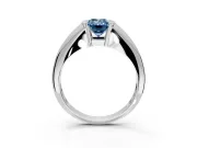 Tension Engagement Ring Setting for Fancy Blue Emerald Cut Center with Wide Tapered Band and Tension Head in White Gold
