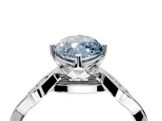 Solitaire Engagement Ring Setting for Fancy Blue Marquise Center with Accented Twist Band and Leaf Prong Head in Platinum
