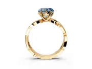 Solitaire Engagement Ring Setting for Fancy Blue Heart-Shaped Center with Pave and Plain Crossover Band and Prong Head in Yellow Gold