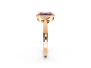Cluster Engagement Ring Setting for Fancy Pink Emerald Cut Center with Milgrain Shoulder Clusters and Prong Head in Rose Gold