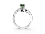 Solitaire Engagement Ring Setting for Fancy Green Emerald Cut Center with Pave Bypass Twist Band and Prong Head in Sterling Silver