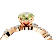 Solitaire Engagement Ring Setting for Fancy Yellow Pear-Shaped Center with Bar-Station Pave Twist and Prong Head in Rose Gold