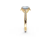 Floral Engagement Ring Setting for Fancy Blue Radiant Cut Center with Four Accent Clusters and Prong Head in Yellow Gold