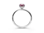 Hidden Halo Engagement Ring Setting for Fancy Pink Emerald Cut Center with Thin Round-Wire Band and Prong Head in Platinum