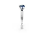 Solitaire Engagement Ring Setting for Fancy Blue Cushion Cut Center with Wide Knife Ridge Band and Prong Head in Platinum