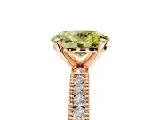 Solitaire Engagement Ring Setting for Fancy Yellow Oval Center with Milgrain-Edged Pave Band and Prong Head in Rose Gold