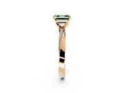 Side Accent Engagement Ring Setting for Fancy Green Asscher Cut Center with Accent Shoulders and Prong Head in Rose Gold