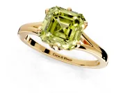 Solitaire Engagement Ring Setting for Fancy Yellow Asscher Cut Center with Plain Split Shank and Prong Head in Yellow Gold