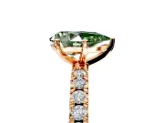 Solitaire Engagement Ring Setting for Fancy Green Pear-Shaped Center with Fine Pave Band and Claw Prong Head in Rose Gold