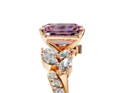 Solitaire Engagement Ring Setting for Fancy Pink Emerald Cut Center with Marquise Accent Twist Band and Prong Head in Rose Gold