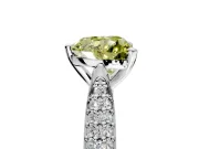 Solitaire Engagement Ring Setting for Fancy Yellow Heart-Shaped Center with Multi-Row Accents and Prong Head in Platinum