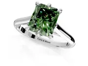 Solitaire Engagement Ring Setting for Fancy Green Radiant Cut Center with Cathedral Band and Prong Head in Sterling Silver