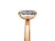 Low-Set Solitaire Engagement Ring Setting for Emerald Cut Center with Thin Plain Band and Prong Head in Rose Gold