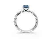 Rope Engagement Ring Setting for Fancy Blue Emerald Cut Center with Accent Shoulders and Prong Head in Sterling Silver