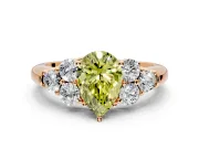 Cluster Engagement Ring Setting for Fancy Yellow Pear-Shaped Center with Round Cut Accent Frame and Prong Head in Rose Gold