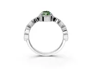 Milgrain Bezel Engagement Ring Setting for Fancy Green Marquise Center with Marquise Stations and Bezel Head in Sterling Silver