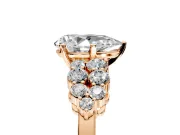 Cluster Engagement Ring Setting for Pear-Shaped Center with 2-Row Shoulder Clusters and Prong Head in Rose Gold
